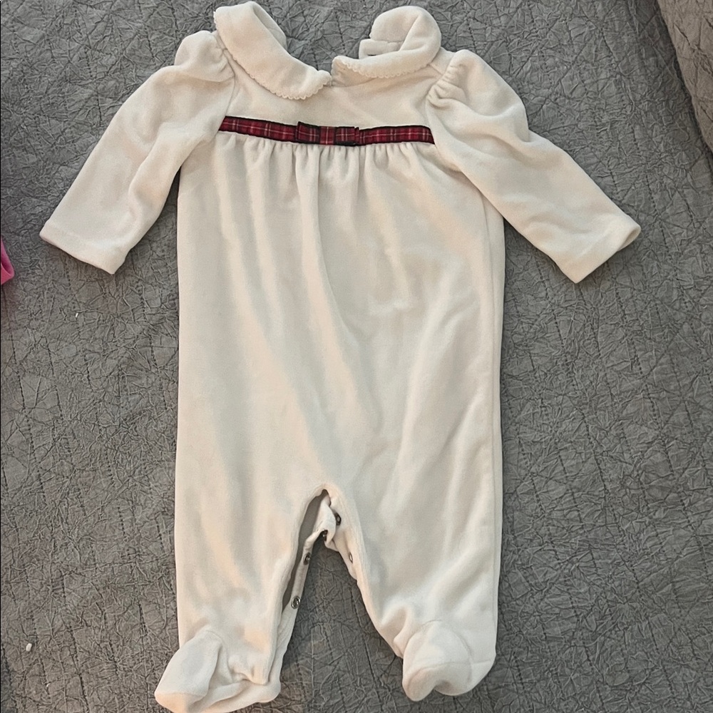 Ralph Lauren Cream Footie with Red Trim